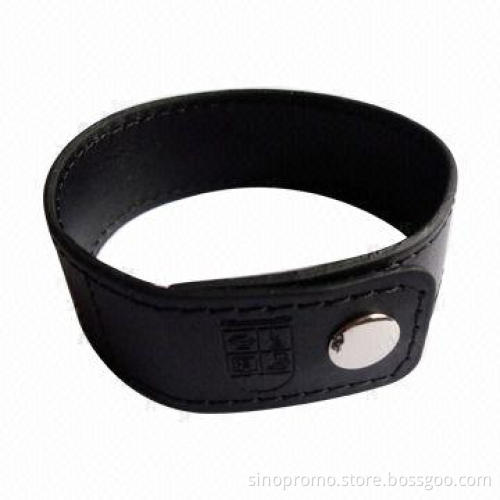 Leather Wristband USB Disk with Snap-fastener, Sized 225 x 20mm